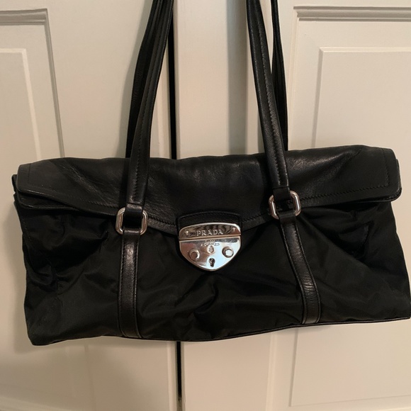 Prada Tessuto Nylon & Leather Key Clasp Lock Purse - Picture 2 of 7